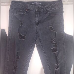 7 Empyre Black Skinny Shredded Jeans